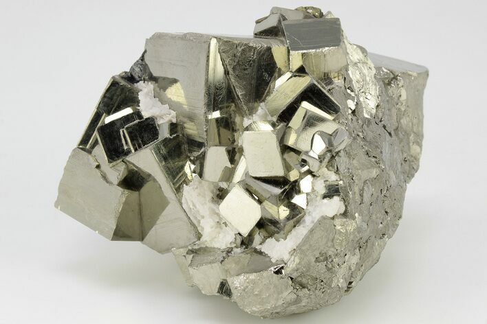 3.8" Shiny, Cubic Pyrite Crystal Cluster - Peru